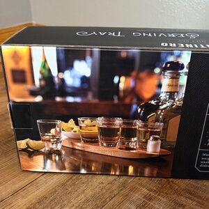 Legacy Cantinero Shot Glass wooden Serving Tray Set